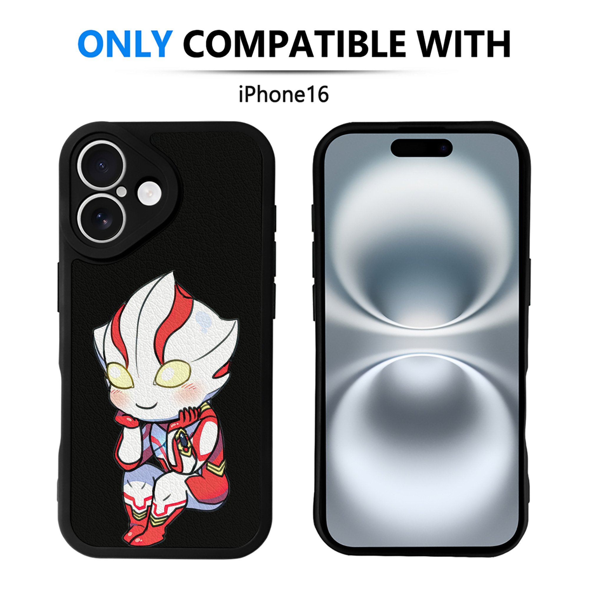 （画像用） ウルトラマン Ultraman 【iPhone 16シリーズ対応】シリコンスマホケース（レザー調） 材質：シリコン